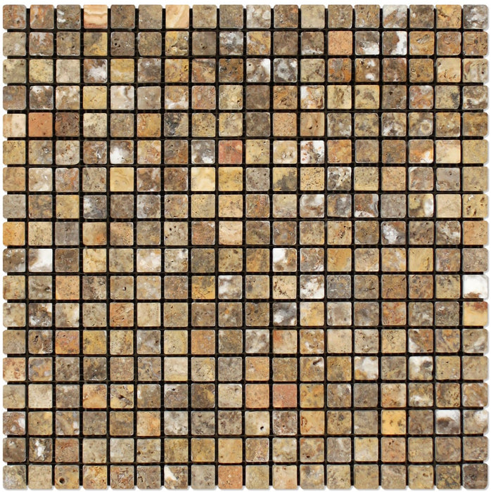 Scabos Travertine Mosaic - 5/8" x 5/8" Tumbled