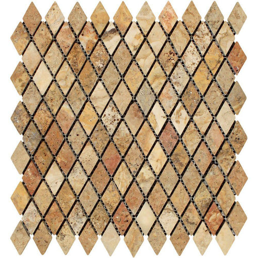 Scabos Travertine Mosaic - 1" x 2" Diamond Tumbled