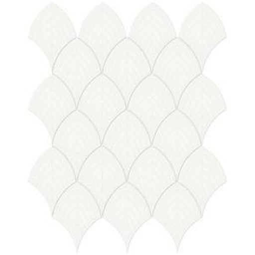 Full Sheet Sample - Soho Canvas White Scallop Ceramic Mosaic - 10.75" x 13.25" x 6 MM Glossy