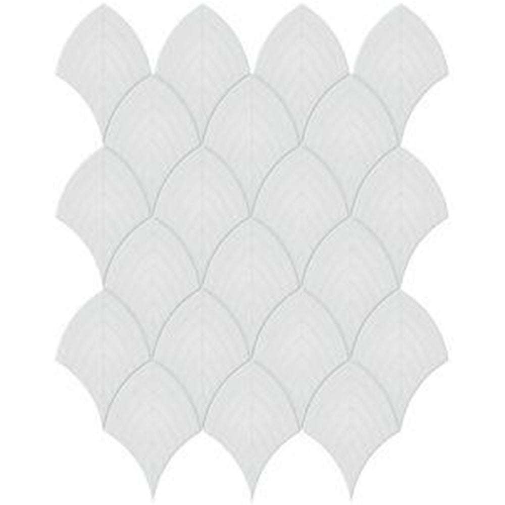 Full Sheet Sample - Soho Gallery Grey Scallop Ceramic Mosaic - 10.75" x 13.25" Glossy