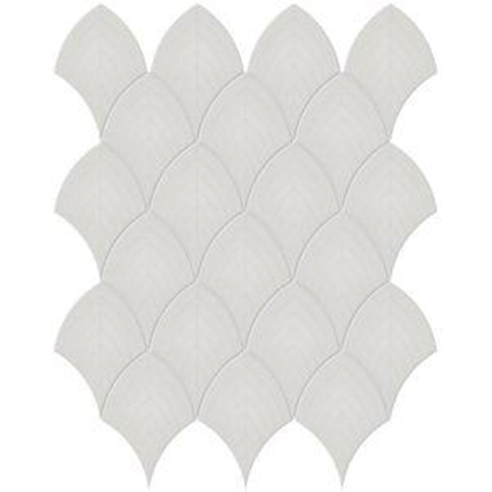 Full Sheet Sample - Soho Halo Grey Scallop Ceramic Mosaic - 10.75" x 13.25" Glossy