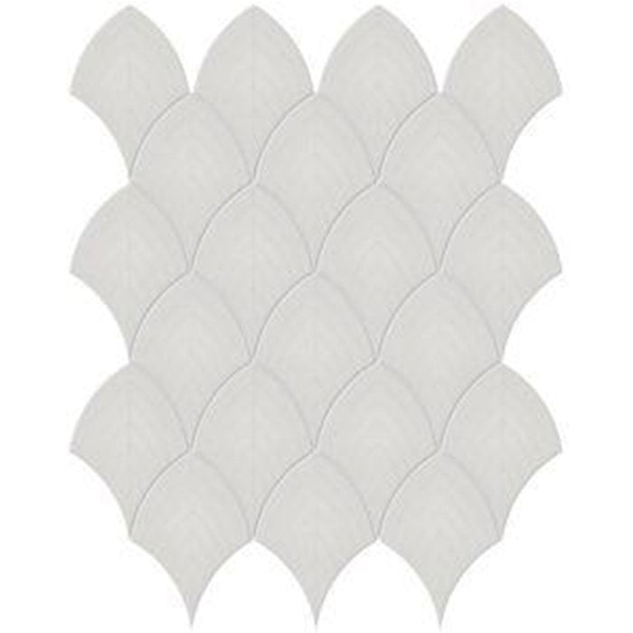 Full Sheet Sample - Soho Halo Grey Scallop Ceramic Mosaic - 10.75" x 13.25" Glossy