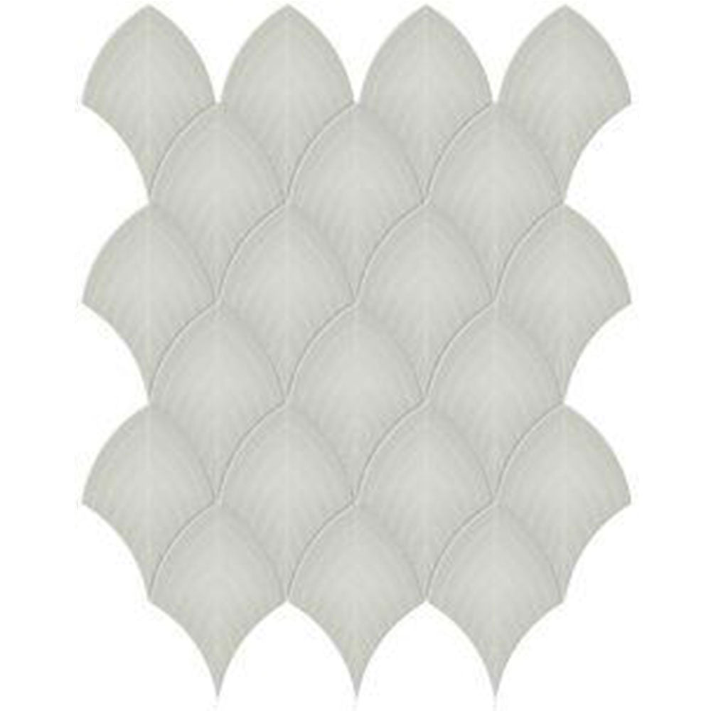 Full Sheet Sample - Soho Soft Sage Scallop Ceramic Mosaic - 10.75" x 13.25" Glossy