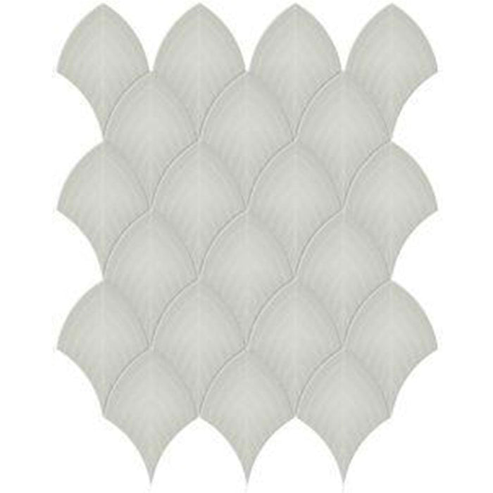 Full Sheet Sample - Soho Soft Sage Scallop Ceramic Mosaic - 10.75" x 13.25" Glossy