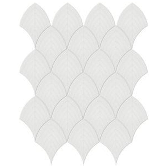 Full Sheet Sample - Soho Vintage Grey Scallop Ceramic Mosaic - 10.75" x 13.25" x 6 MM Glossy