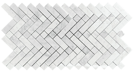 Shadow White  Marble Mosaic - Herringbone
