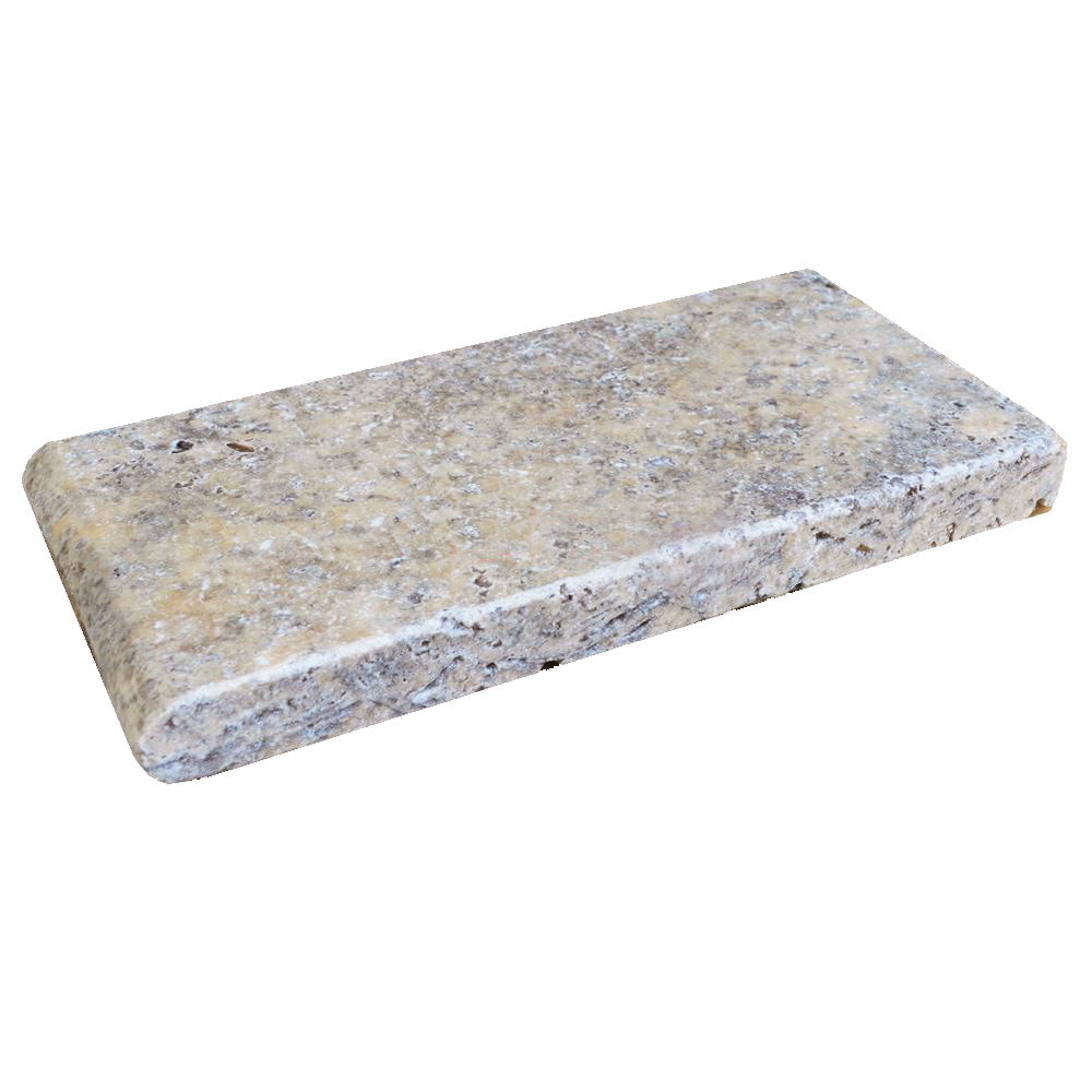 Titanium Tumbled Travertine Pool Coping - 6" x 12" x 2"