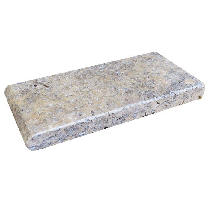 Titanium Tumbled Travertine Pool Coping - 6" x 12" x 2"