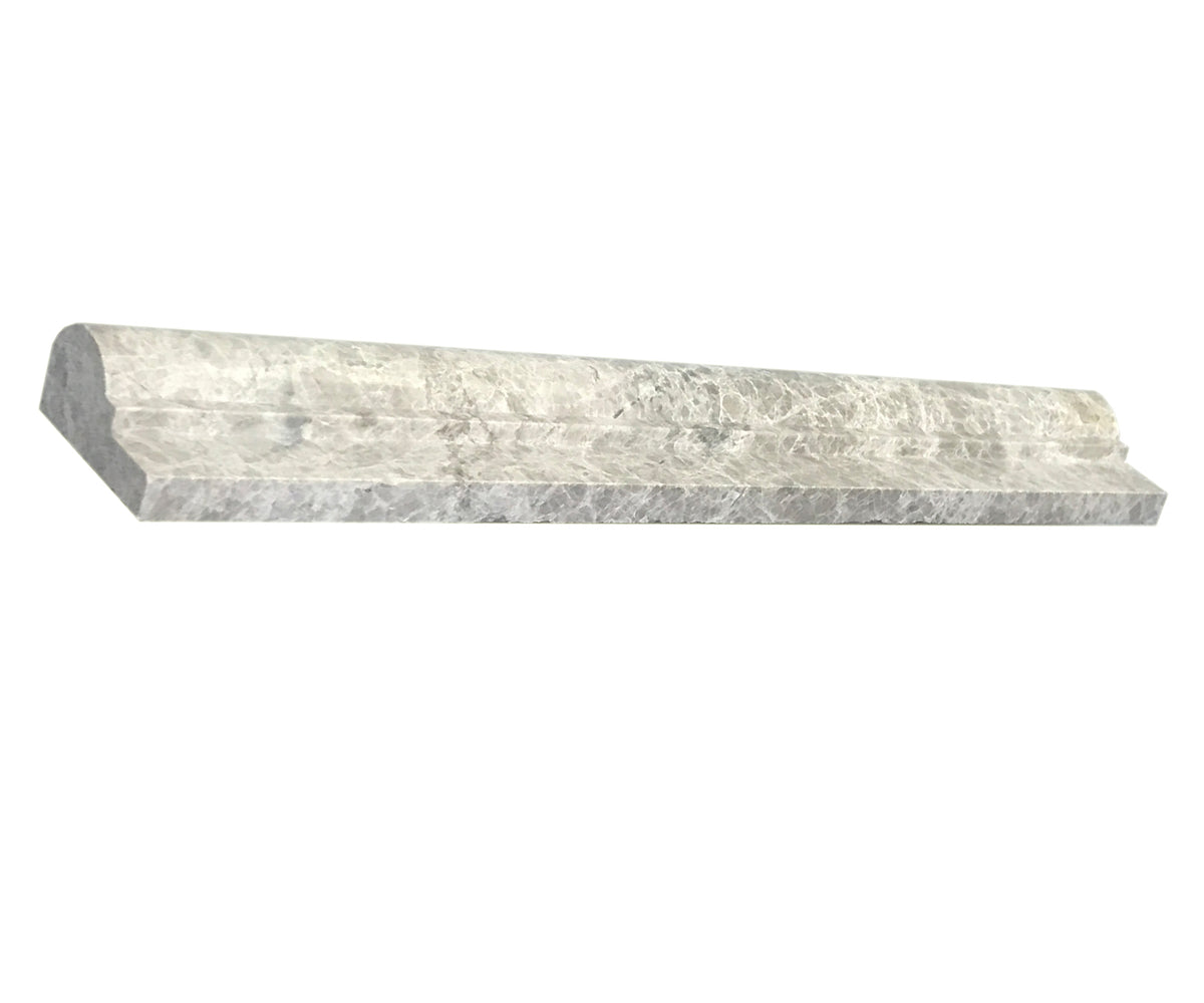 Silver Sky Polished Marble Liner - 2" x 12" F1 Chair Rail