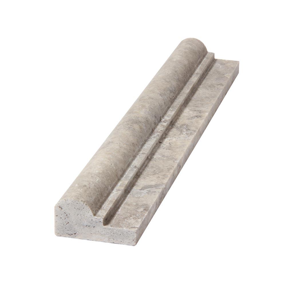 Titanium Honed Travertine Liner - 2" x 12" F1 Chair Rail