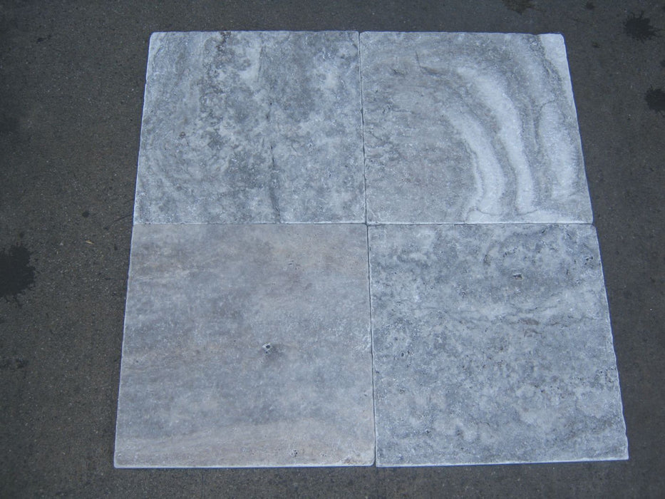 Titanium Travertine Tile - 18" x 18" x 1/2" Tumbled