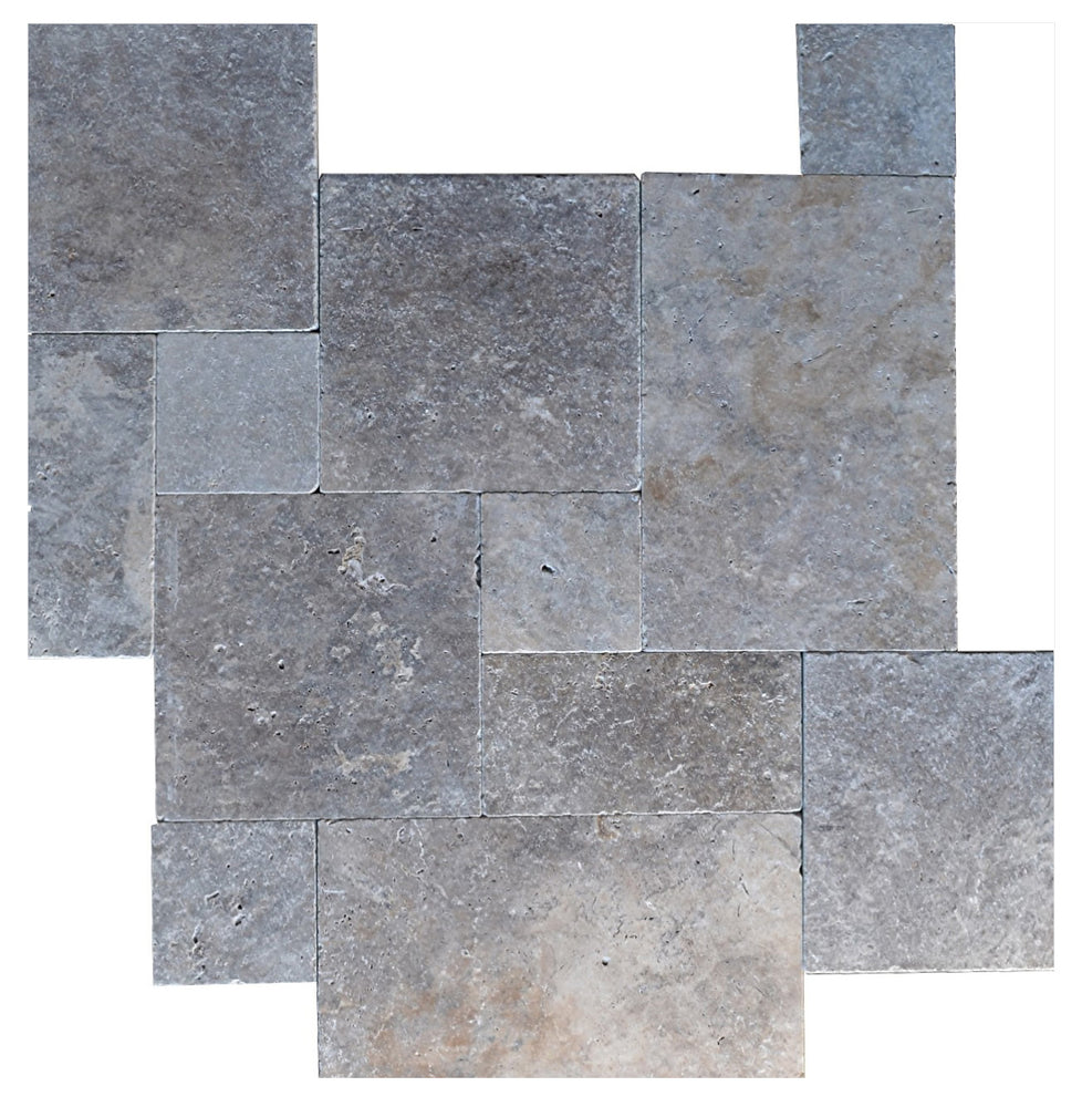 Titanium Travertine Versailles Pattern - Tumbled