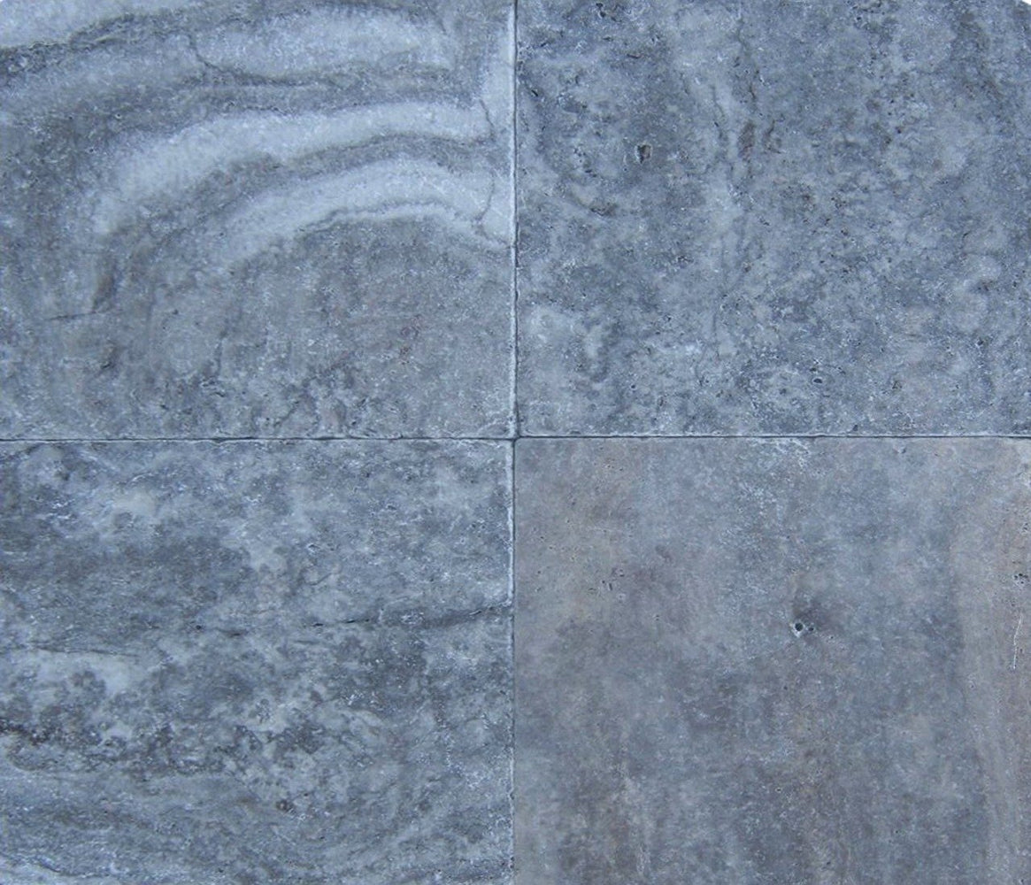 Full Tile Sample - Titanium Travertine Tile - 6" x 12" x 1/2" Tumbled