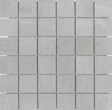 Full Sheet Sample - Fusion Fabric Silver Porcelain Mosaic - 2" x 2" Matte