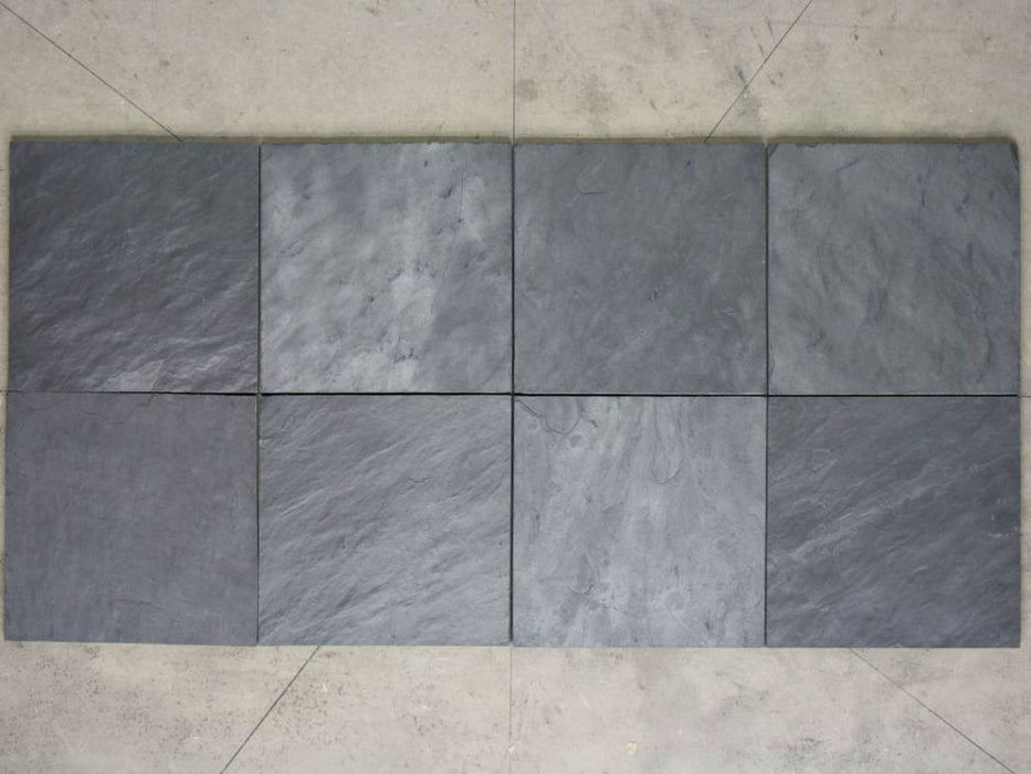 Silver Blue Slate Tile - 12" x 12" Natural Cleft Face, Gauged Back