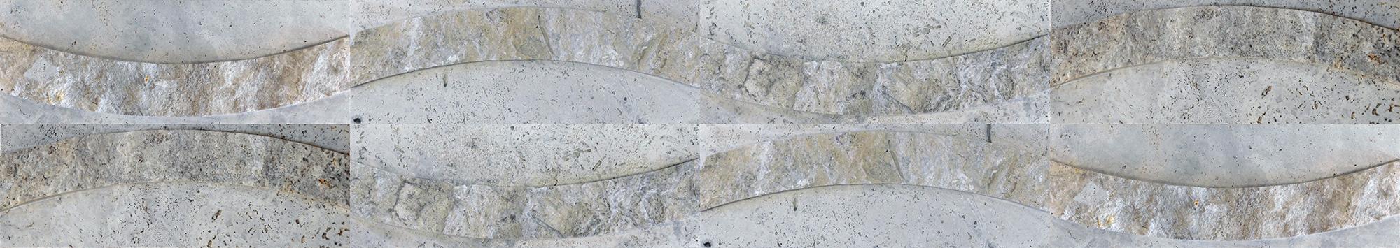 Full Sheet Sample - Aquatica Lipunus Silver Split Face Waterjet Natural Stone Mosaic - 4" x 12" Matte