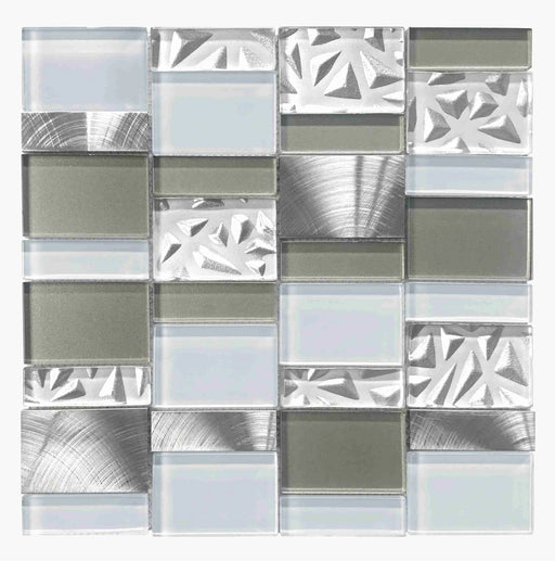 Silverlining  Glass & Metal Mosaic - Stacked