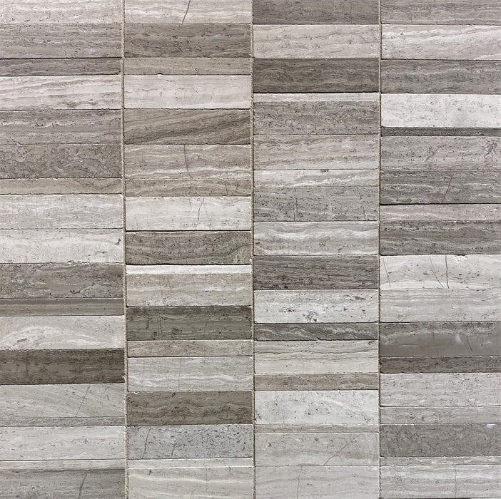 Full Tile Sample - Silverthorne Diamond Face in Grid Limestone Tile - 12" x 12" x 3/8" Polished