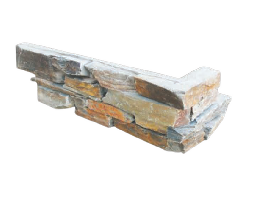 Smoke Stack Cement Backing Natural Cleft Slate Ledgestone Corner - 6" x 18" x 6" x +/- 1 1/4"