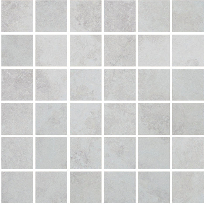 Full Sheet Sample - Mount Tiede Soft Gray Ceramic Mosaic - 2" x 2" Matte