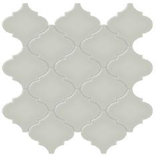 Full Sheet Sample - Soho Soft Sage Arabesque Ceramic Mosaic - 12" x 13.25" Glossy