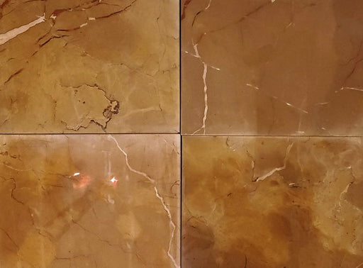 Full Tile Sample - Spanish Gold Marble Tile - 12" x 12" x 3/4" Polished