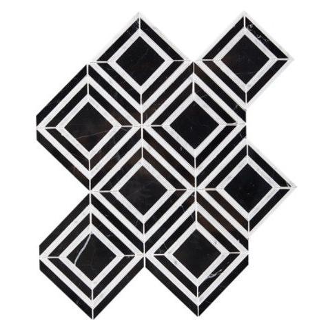 Luxe Nero Marquina with Carrara White Polished Marble Mosaic - Squares