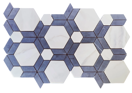 Starlight Blue  Recycled Glass Mosaic - Infinity Hexagon