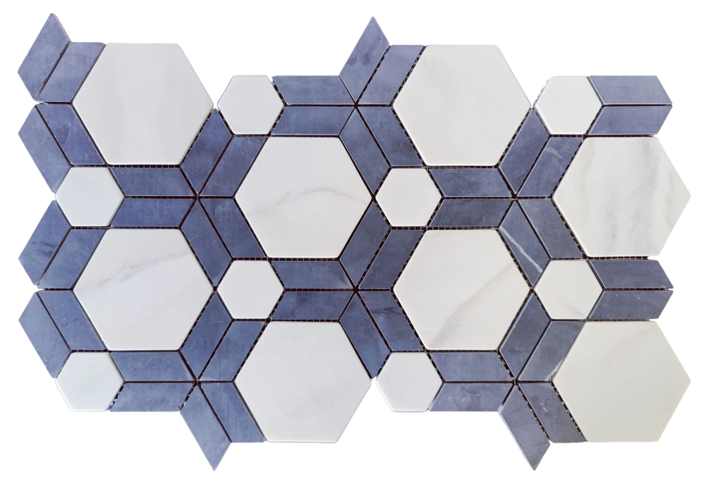 Starlight Blue  Recycled Glass Mosaic - Infinity Hexagon