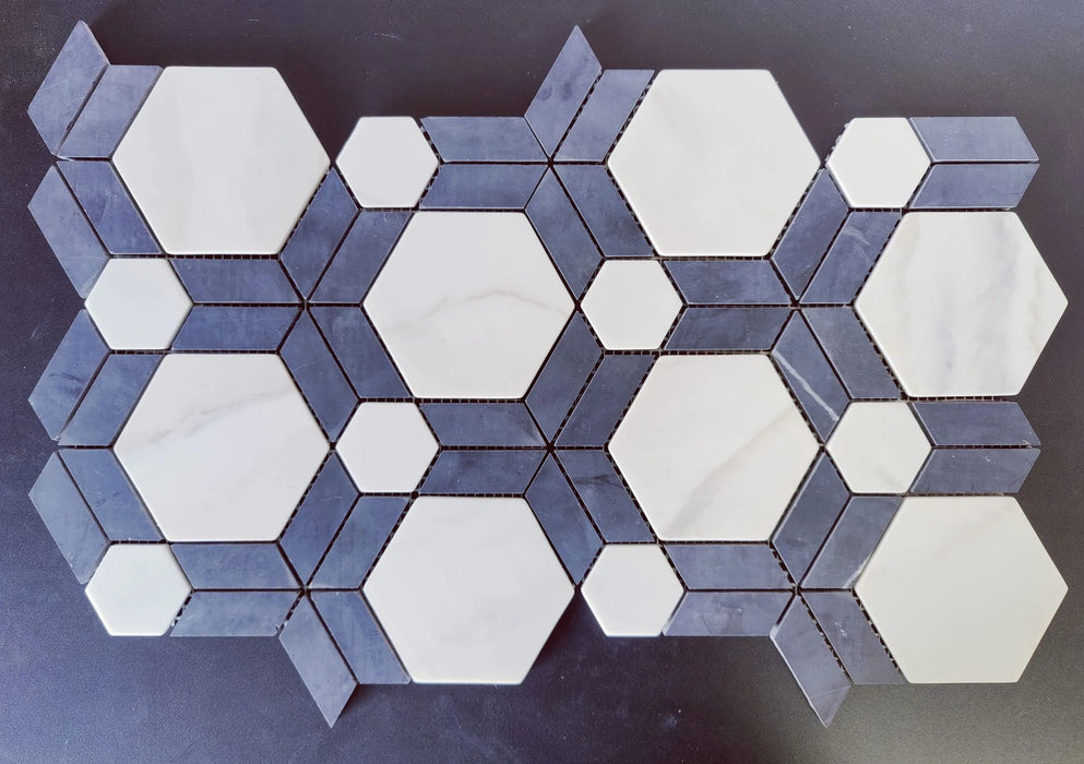 Starlight Blue  Recycled Glass Mosaic - Infinity Hexagon 