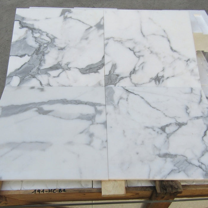 Statuario Venato Honed Marble Tile - 16" x 16"