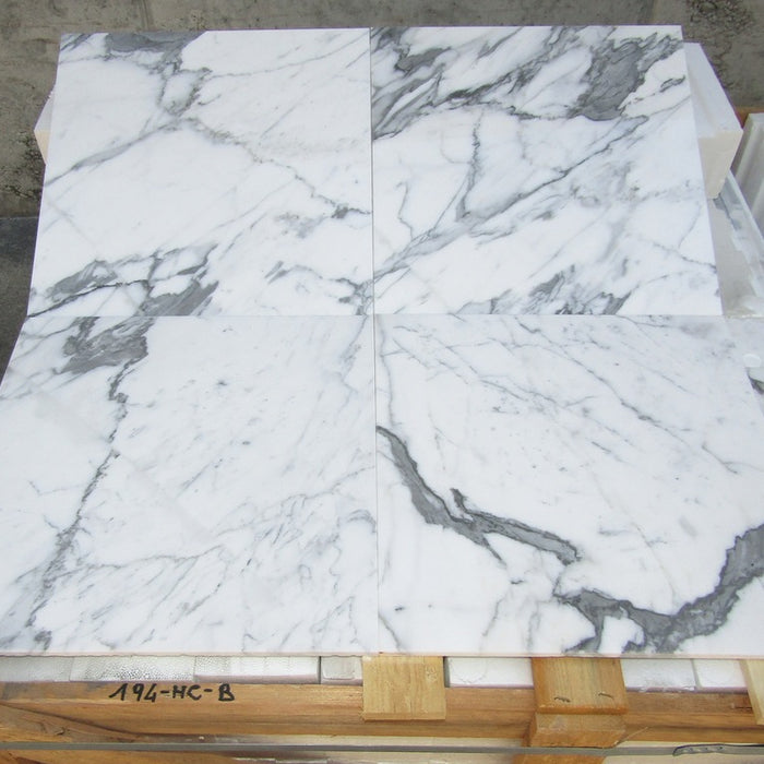 Statuario Venato Marble Tile - 16" x 16" Honed