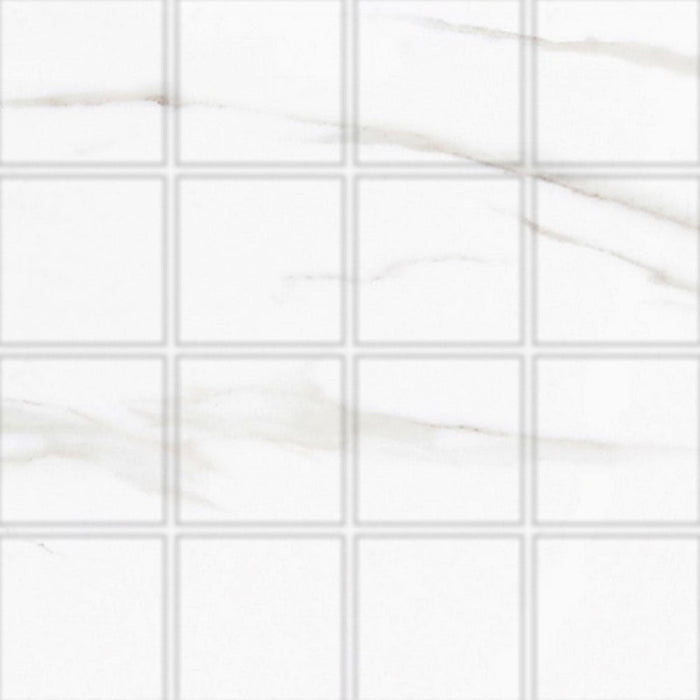 Full Sheet Sample - Olimpo Statuario Porcelain Mosaic - 3" x 3" Matte