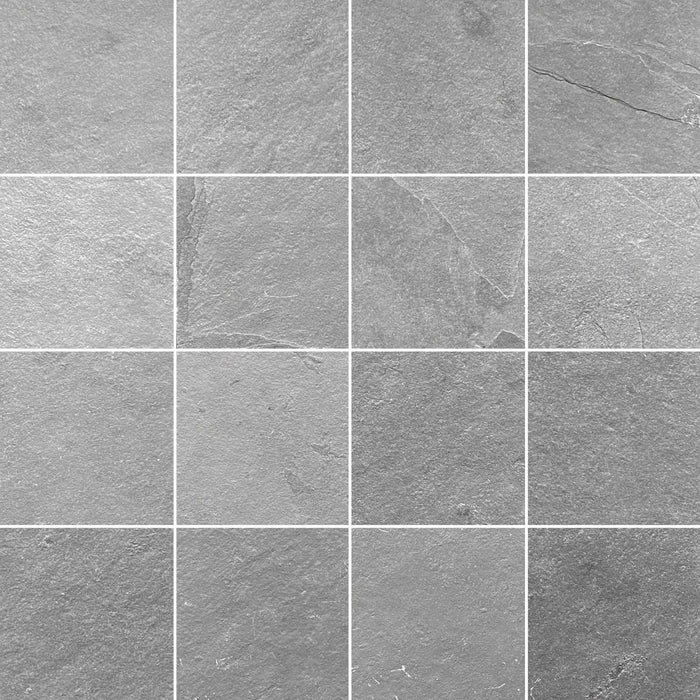 Full Tile Sample - Silver Pearl Slate Tile - 16" x 16" Natural Cleft Face, Gauged Back