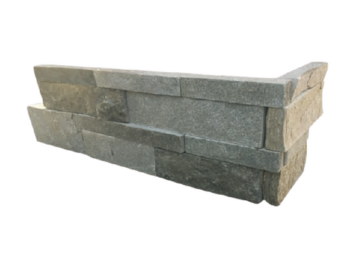 Steel Quartz Natural Cleft Quartzite Ledgestone Corner - 6" x 18" x 6" x +/- 3/4"