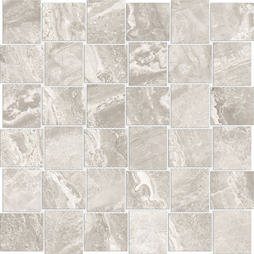 Full Sheet Sample - Mayfair Stella Argento Basket Weave Porcelain Mosaic - 2" x 2" Matte