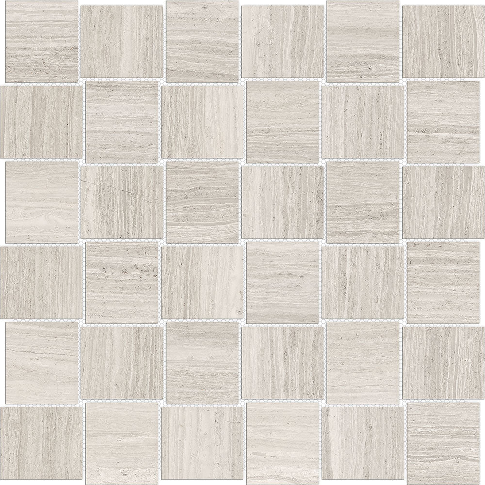 Full Sheet Sample - Mayfair Strada Ash Basket Weave Porcelain Mosaic - 2" x 2" Polished