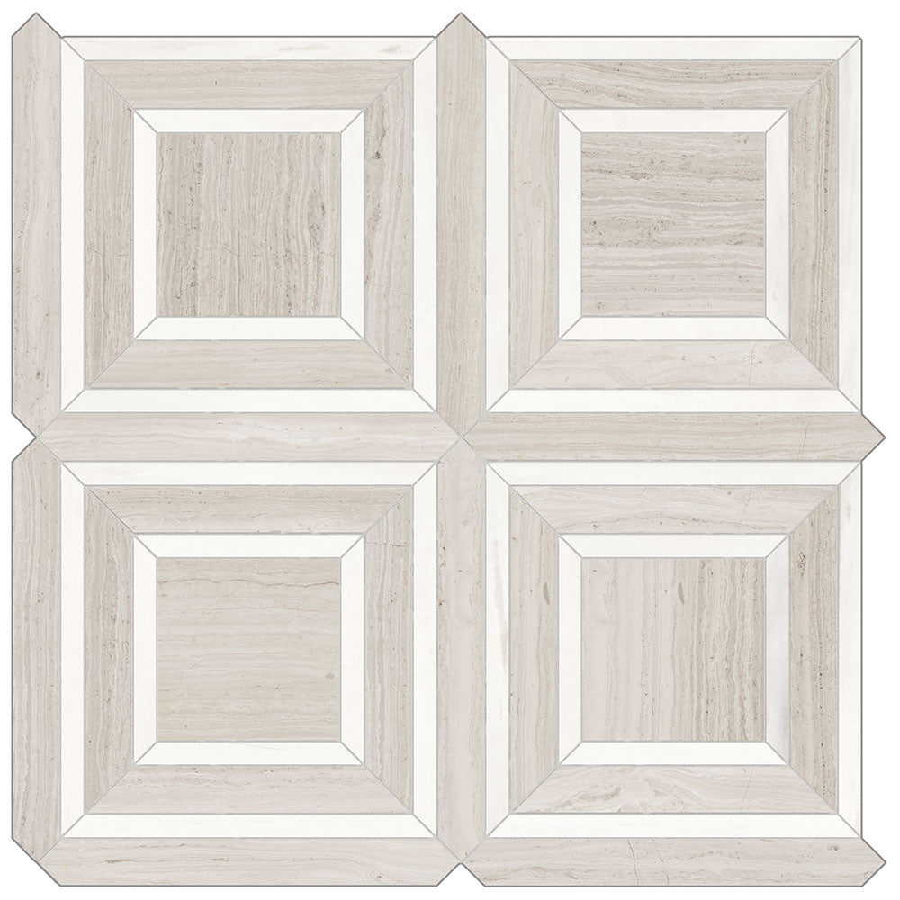 Full Sheet Sample - Mayfair Strada Ash Piazza Porcelain Mosaic - 11.75" x 11.75" Polished