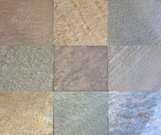 Safari Slate Tile - 12" x 12" x 3/8" - 1/2" Natural Cleft Face, Gauged Back