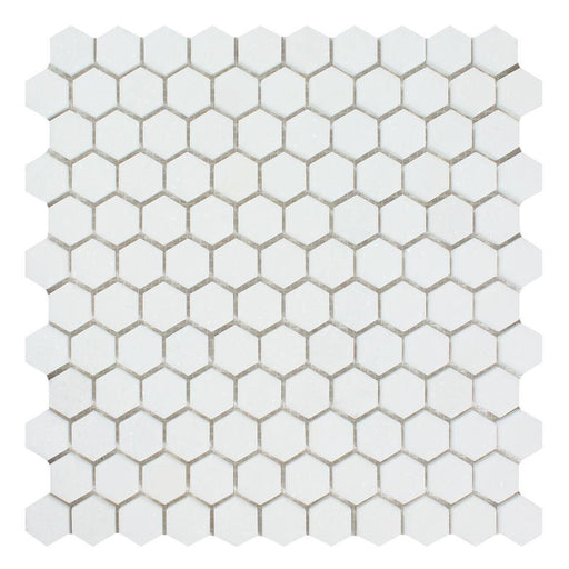 Thassos White Marble Mosaic - 1" Hexagon Honed