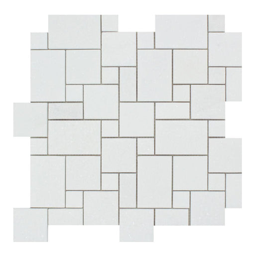Thassos White Marble Mosaic - Mini Versailles Pattern Polished