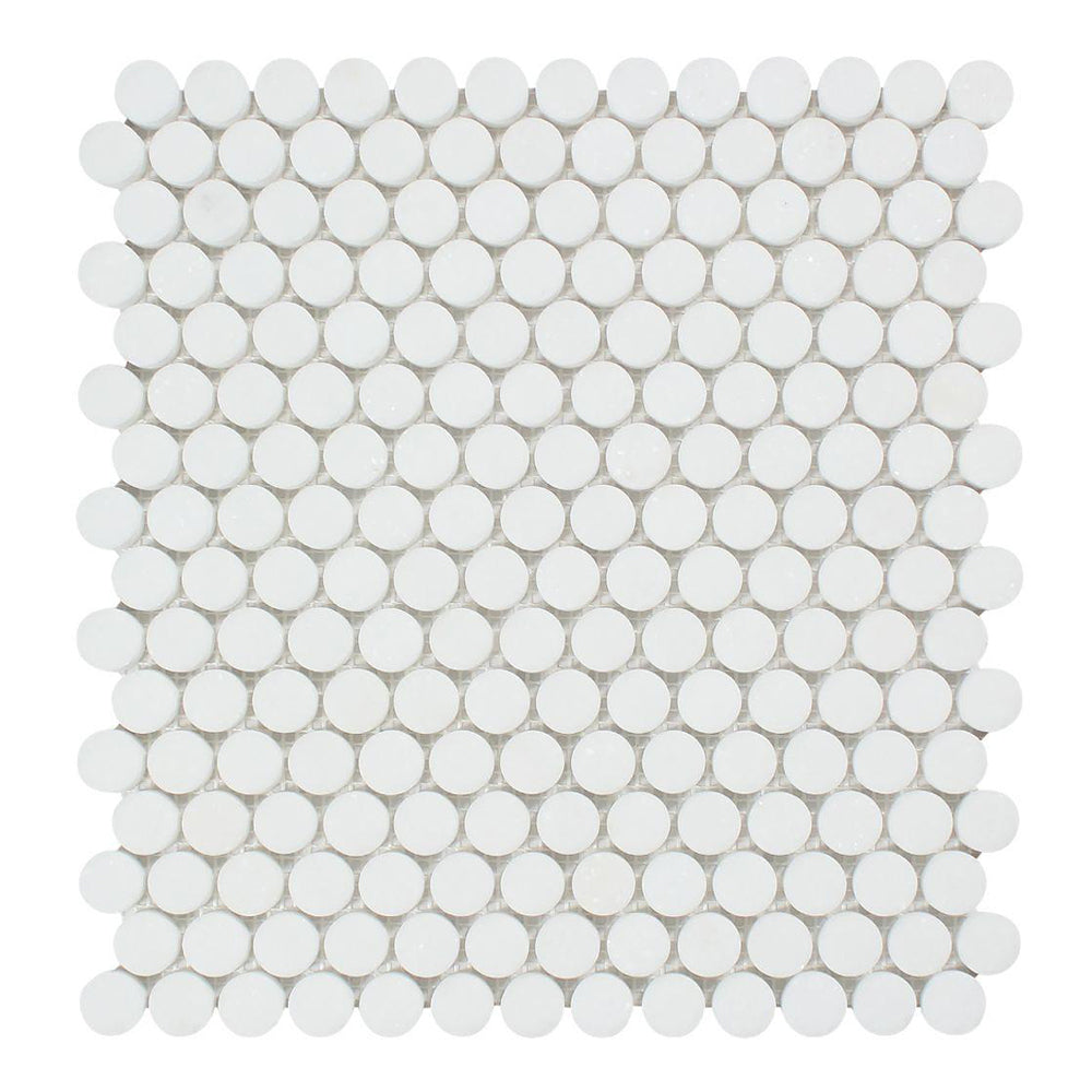 Thassos White Marble Mosaic - Penny Round Polished