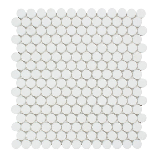 Thassos White Marble Mosaic - Penny Round Polished