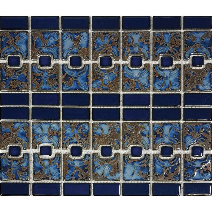 Full Sheet Sample - Aquatica Luciana Terra Porcelain Mosaic - 12" x 13" Glossy