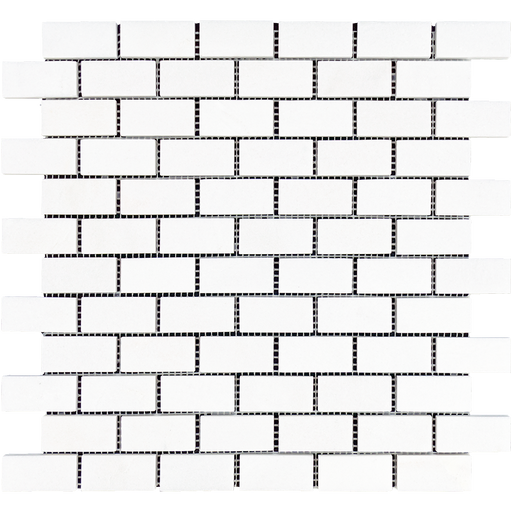 Thassos White Marble Mosaic - 1" x 2" Brick Polished