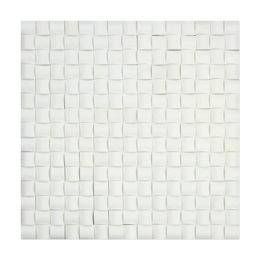 Thassos White Marble Mosaic - 3D Small Bread Polished