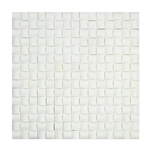 Thassos White Marble Mosaic - 3D Small Bread Polished