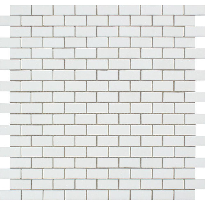 Thassos White Marble Mosaic - 5/8" x 1 1/4" Baby Brick Polished