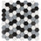 Full Sheet Sample - Metropolitan Blend Thassos, Bardiglio And Black Deco Hexagon Natural Stone Mosaic - 10.75 x 11.25" Polished