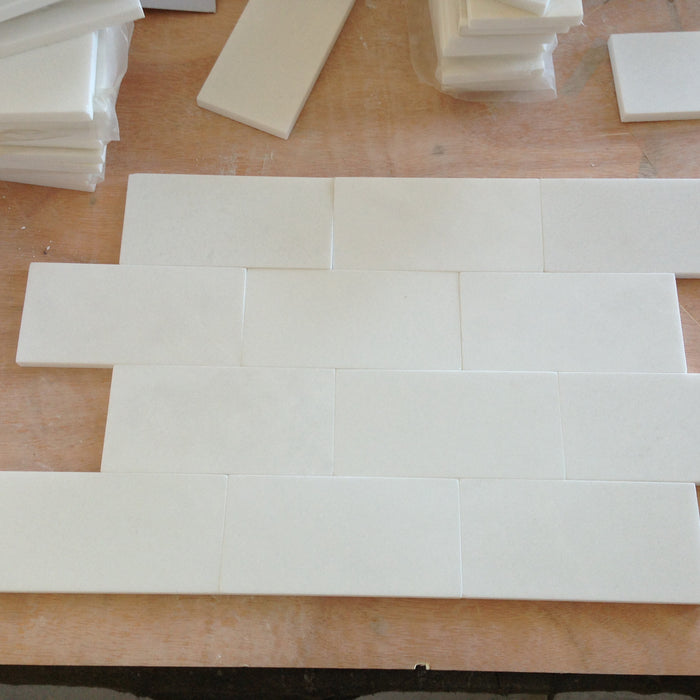 Thassos White Extra Marble Tile - 3" x 6" x 3/8" Honed